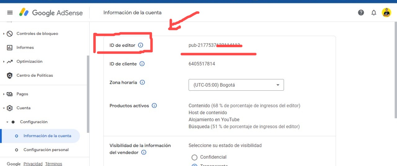 donde sacar el ID de editor de google adsense