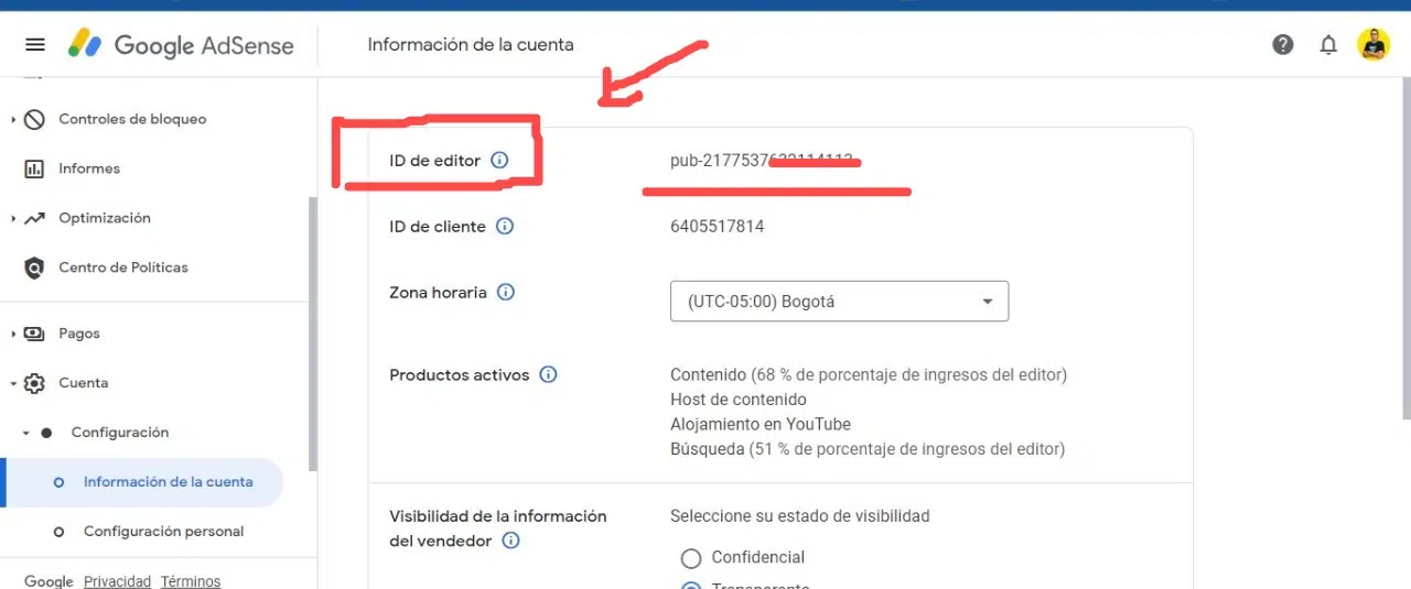 donde sacar el ID de editor de google adsense