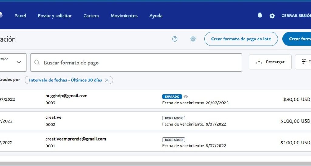 como llenar un formulario de pago en paypal