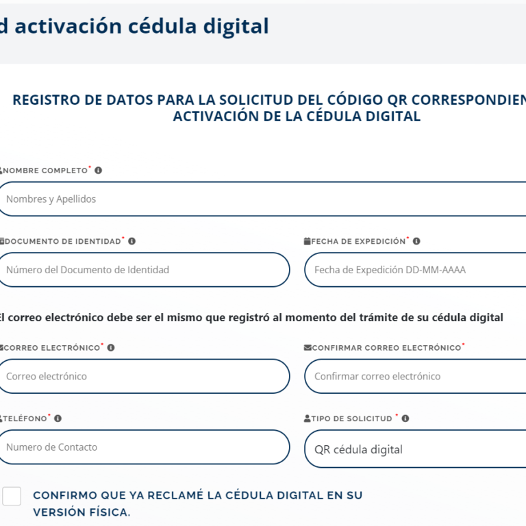 Como solicitar código QR para cédula digital