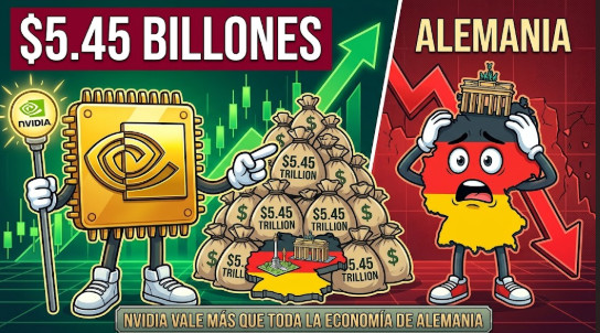 Nvidia vale $5.45 billones — más que toda la economía de Alemania.